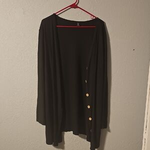 SHEIN Black Cardigan with Wooden Buttons